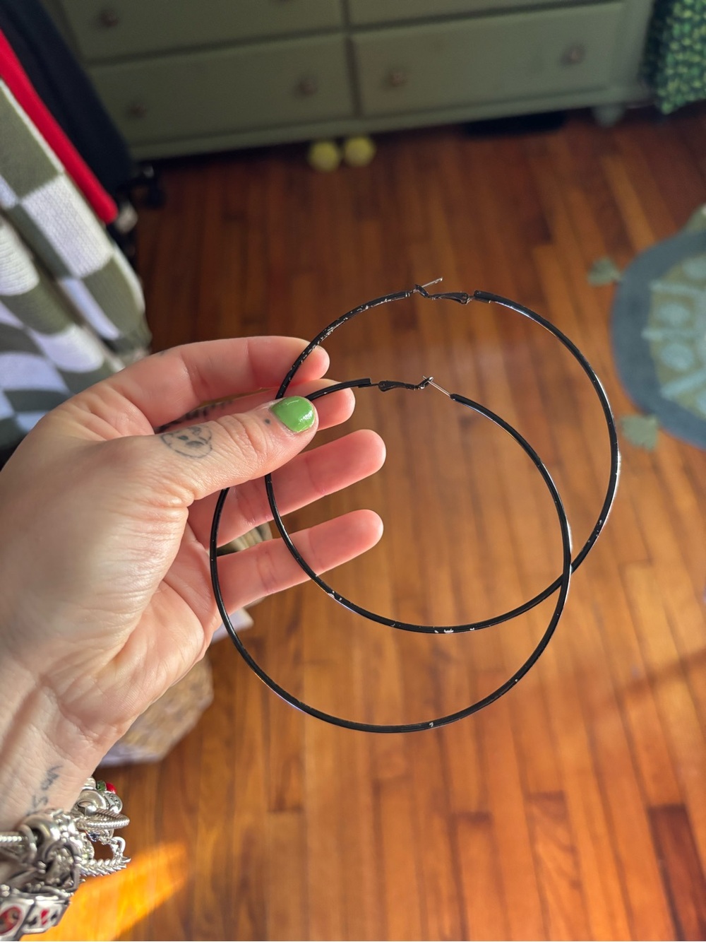 Black Large Hoop Earrings - Stylish Women's Jewelry
